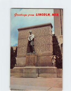 Postcard Statue Of Abraham Lincoln Greetings From Lincoln Nebraska USA