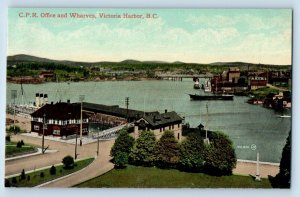 Victoria Harbor British Columbia Canada Postcard CPR Office And Wharves c1905