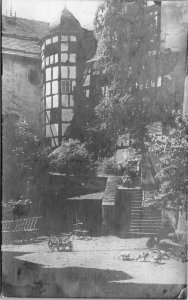 RPPC Germany Leutenberg Friedensburg castle courtyard