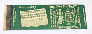 Berren's Jewelers Keepsake Diamonds Advertising Coupon 20 Strike Matchbook Cover