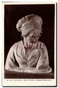 Old Postcard Azay le Rideau Bust of Woman from Orleans