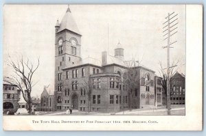 Meriden Connecticut CT Postcard Town Hall Destroyed Fire Building 1904 Vintage