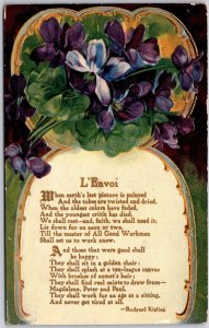 1910's Greetings And Wishes Card Violets Bouquet With Message Posted Postcard