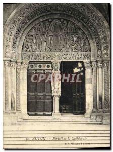 Old Postcard Autun Cathedral Portal