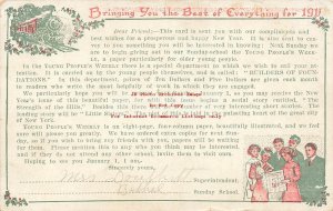 Advertising Postcard, Young People's Weekly, 1911 New Years Greeting