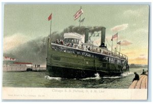 c1905's Chicago Steamship Holland G & M Line Chicago IL Unposted Flags Postcard