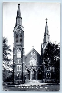 Independence Iowa IA Postcard RPPC Photo St. John Church Exterior View c1940's