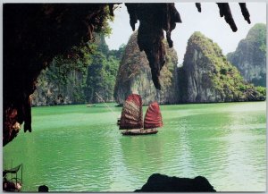 Boat Nhu da trong Hang Bo Nau Vietnam Bonau Cave Continental Postcard C10