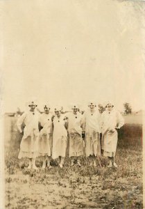 White Cap Red Cross Nurses Early 20th Century Photo Snapshot 2.5x3.5