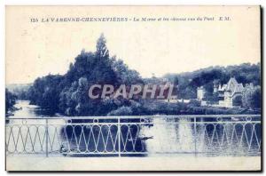 Old Postcard La Varenne Chennevieres Marne and seen hills bridge