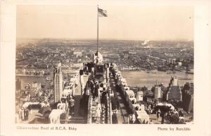 NEW YORK CITY NY~RCA BUILDING OBSERVATION ROOF~RATCLIFE REAL PHOTO POSTCARD 1946