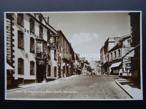 WINCANTON High Street THE GREYHOUND & BEAR HOTELS c1940's RP Postcard