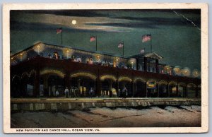 K23/ Ocean View Virginia Postcard c1910 Night New Pavilion Dance Hall 278