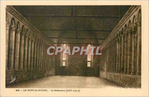 Old Postcard Mont St Michel refectory