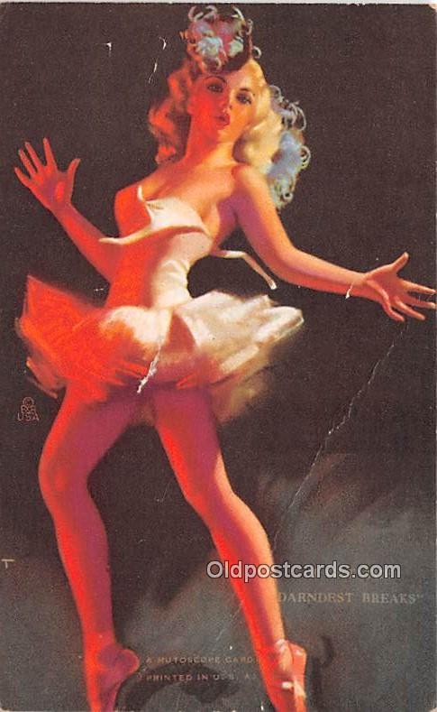 I Get the Darndest Breaks 1945 Mutoscope Artist Pin Up Girl, Non Postcard Bac...