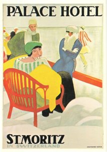 St Moritz Palace Hotel Switzerland Restaurant Advertising Postcard