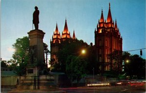 Brigham Young Monument Salt Lake City Utah UT Temple St Postcard VTG UNP Vintage 