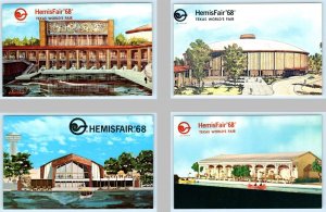 4 Postcards HEMISFAIR 1968, San Antonio TEXAS WORLD'S FAIR ~ Artist Views