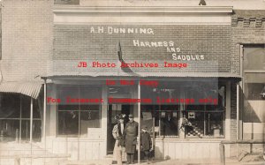KS, Potter, Kansas, RPPC, AH Dunning Harness & Saddles Store, 1908 PM, Photo