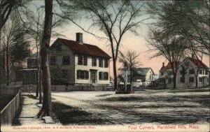 Marshfield Hills MA Four Corners c1910 Postcard