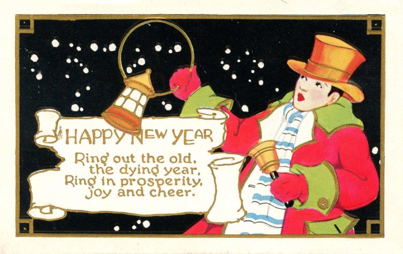 Greeting - New Year      (embossed, gold)