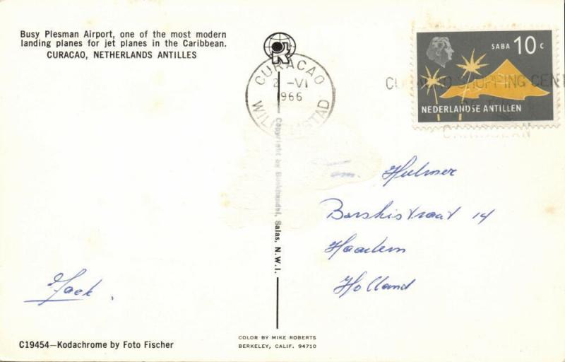 curacao, N.W.I., WILLEMSTAD, Dr. Albert Plesman Airport (1966) Stamp