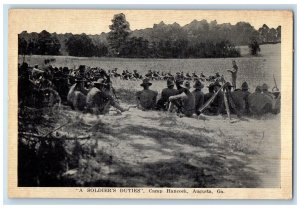 c1940's A Soldier's Duties Camp Hancock Augusta Georgia GA WW2 Postcard