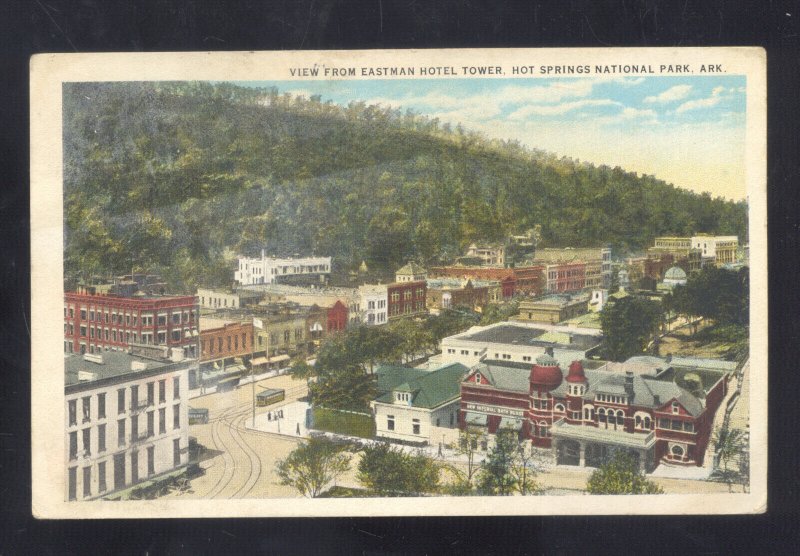 HOT SPRINGS NATIONAL PARK ARKANSAS DOWNTOWN SCENE VINTAGE POSTCARD