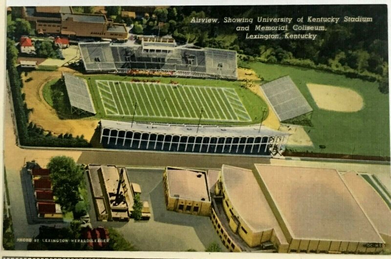 1940s University of Kentucky Stadium Memorial Coliseum Postcard Wildcats Linen