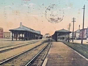 Postcard  Hand Tinted  1911 View of Train Station in Beverly, MA       X7