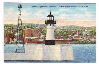 Lighthouse Duluth Superior Minnesota 1941 postcard