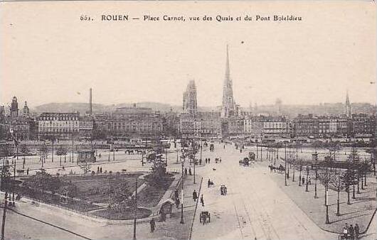 France Rouen Place Carnot vue des Quais et du Pont Boieldieu