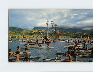 Postcard Bounty Arrives At Tahiti, French Polynesia