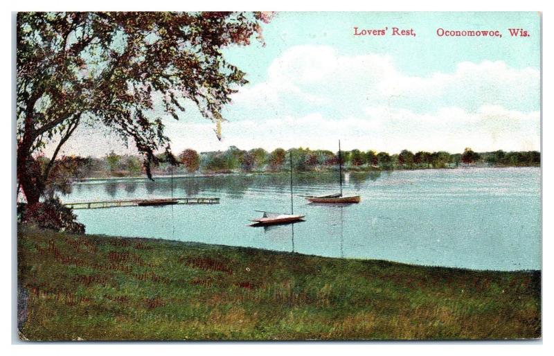 Early 1900s Lover's Rest, Oconomowoc, WI Postcard