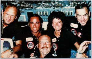 STS-7 Onnboard Scene Five Astronauts aboard Space Shuttle Challenger Postcard