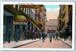 Chinatown New York Postcard Exterior Building Store Street c1940 Vintage Antique