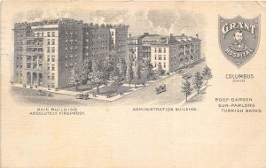Columbus Ohio 1910 Postcard Grant Hospital Main Building