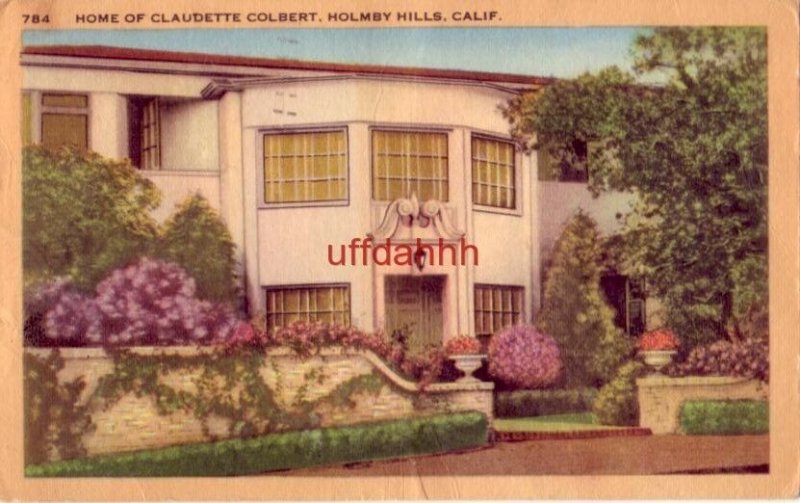 HOME OF CLAUDETTE COLBERT HOLMBY HILLS, CA 1948