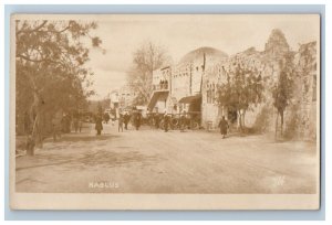 c1920's Street View Cars Nablus Palestine RPPC Photo Unposted Vintage Postcard 