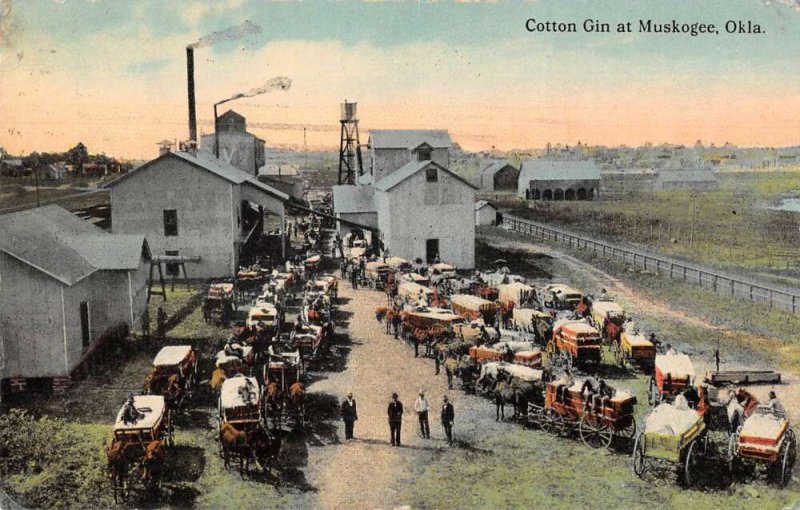 Muskogee Oklahoma Cotton Gin Vintage Postcard AA25384