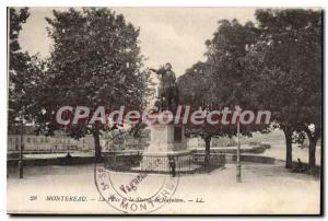 Old Postcard Montereau the square and the statue of Napoleon