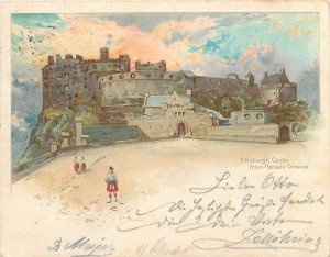 Early GB court size postcard Edinburgh castle parade ground