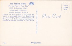 Lakewood CA The Cloud Motel Multiview Pool Interior TV California Postcard H41