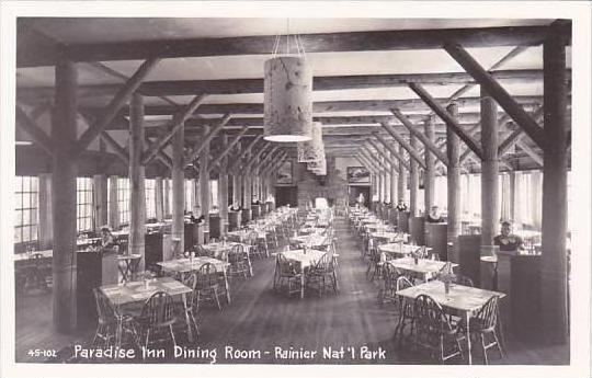 Washington Paradise Inn Dining Room Rainier National Park Real Photo RPPC