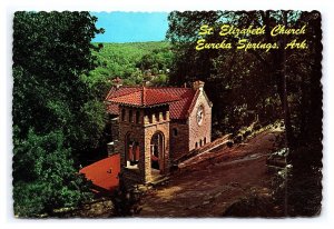 St. Elizabeth Church Eureka Springs AR Continental View Postcard Mountain Top