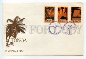 492719 Tonga 1984 FDC Christmas landscapes with yacht palm trees