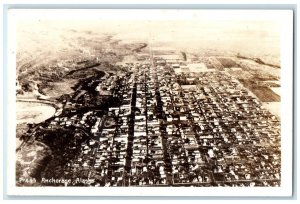 c1940's Aerial View Of Anchorage Alaska AK RPPC Photo Unposted Vintage Postcard