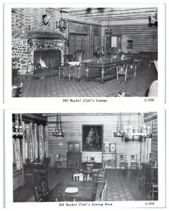 2 Postcards MARENISCO, Michigan MI ~ Lake Gogebic 500 BUSHEL CLUB Dining Lounge