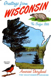 Greetings from Wisconsin - The Badger State - America's Dairyland - c1970