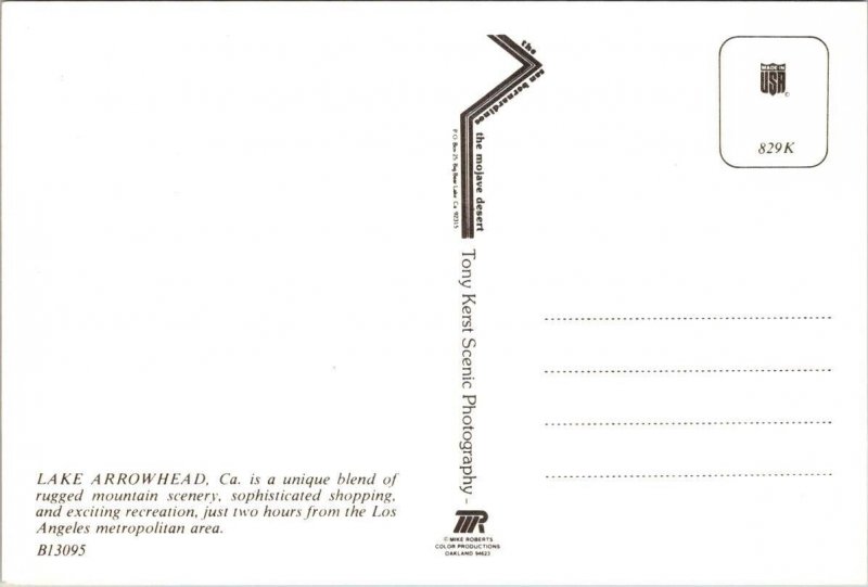 Lake Arrowhead California Map Postcard